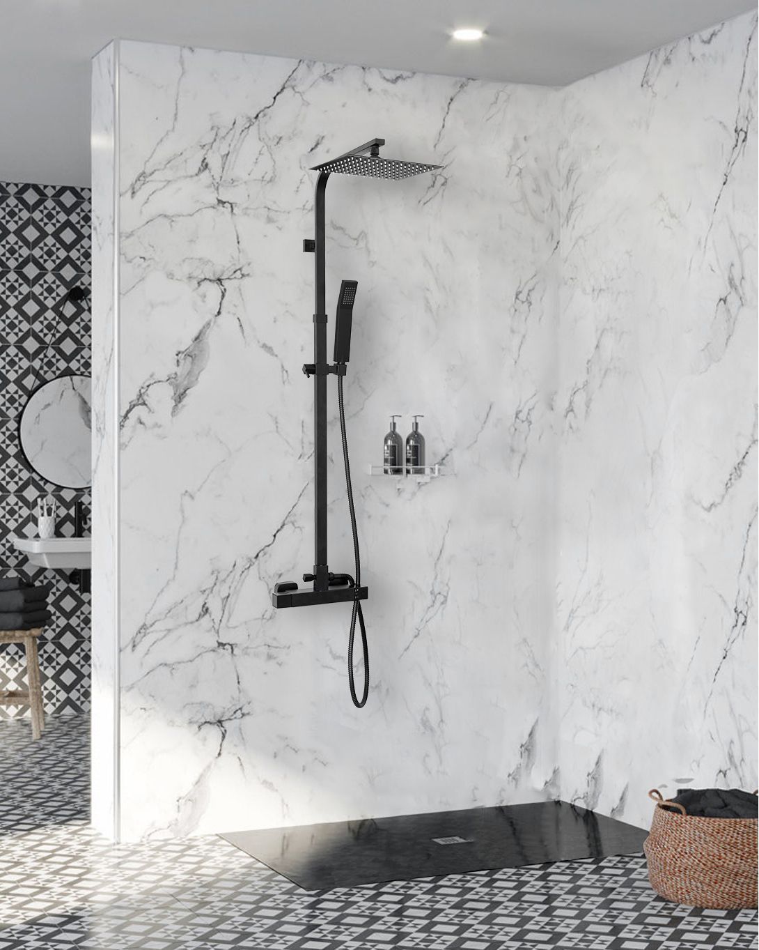 Душевая система Rea Milan Black, REA-P7000