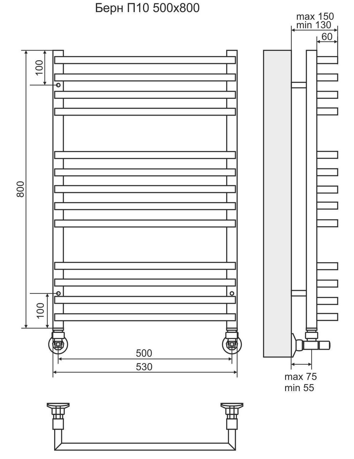 Полотенцесушитель Terminus Берн П13 50x80