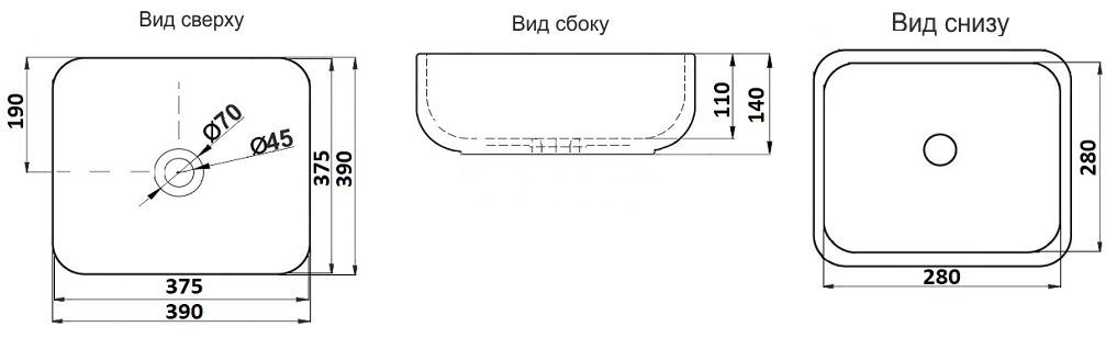 Раковина для ванной Ceramalux 38.5x38.5, D1303H020
