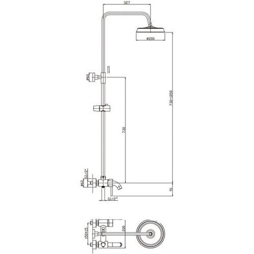 Душевая система с верхним душем, смесителем и ручной лейкой Haiba HB2407
