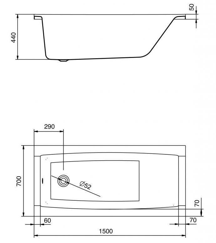 Акриловая ванна Santek Санторини 150x70