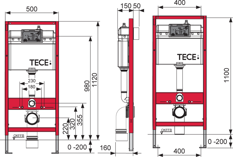 Система инсталляции для унитаза TECEbase kit, 9400407