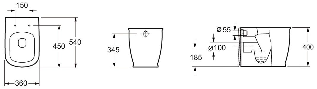 Унитаз приставной Belbagno Prado, BB10150CB