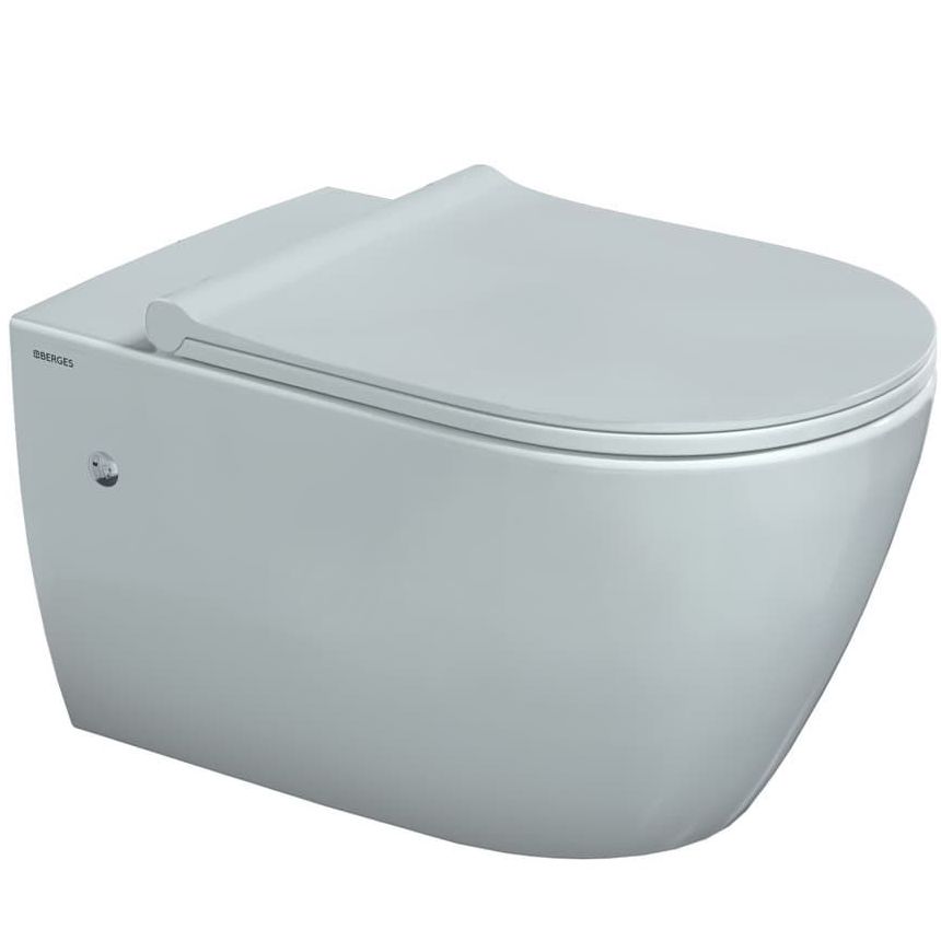 Комплект Berges Novum, кнопка L5 Soft Touch черная, унитаз Mascon Rimless, сиденье Toma Slim, 043217