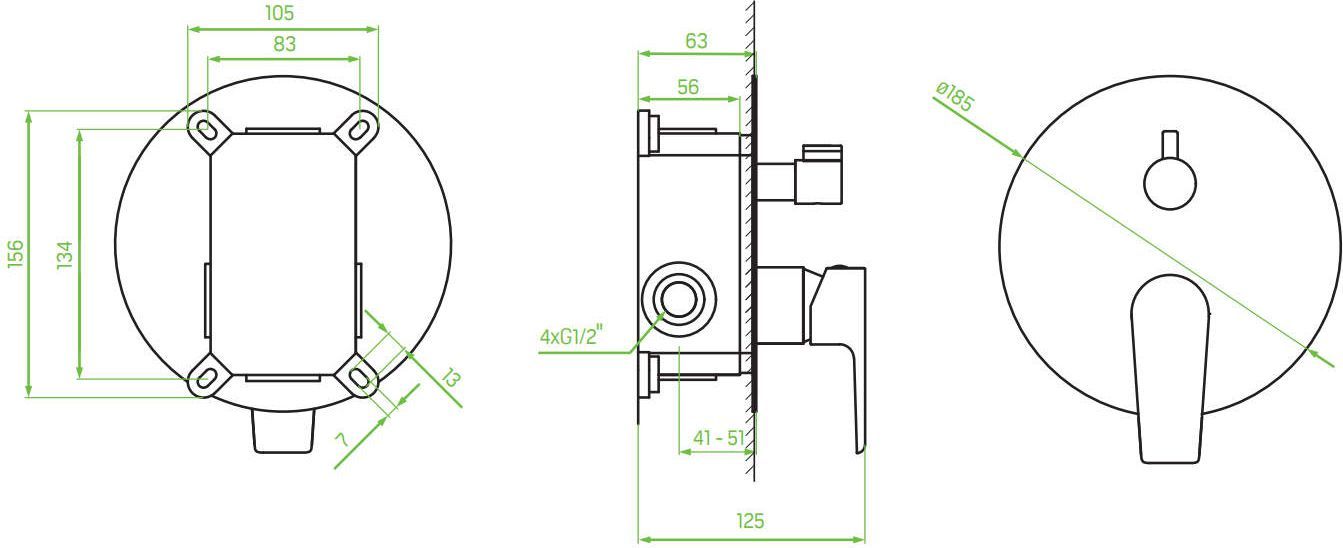 Смеситель для душа Laveo Largo скрытого монтажа на 2 потребителя белый, BAH_60PD