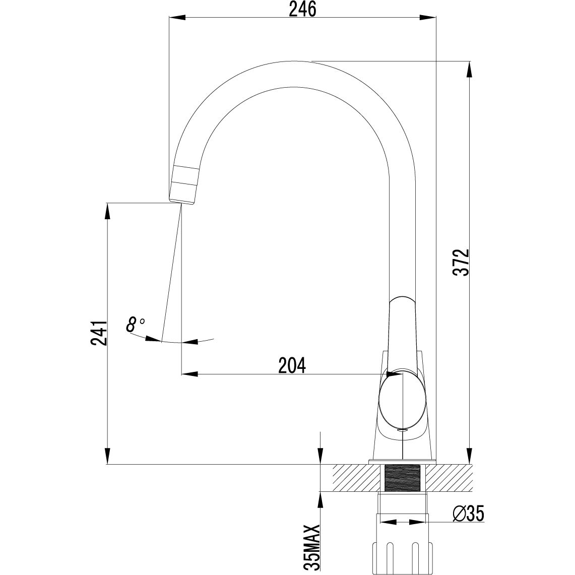 Смеситель для кухни с высоким поворотным изливом Lemark Atlantiss, LM3255C