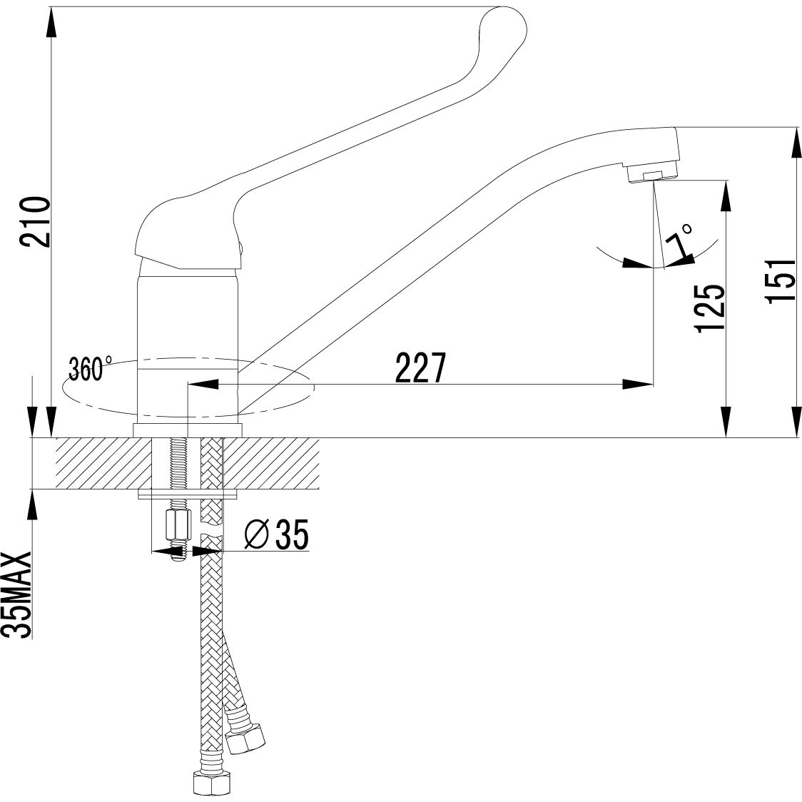 Смеситель для кухни/умывальника с локтевой рукояткой Lemark Project, LM4604C