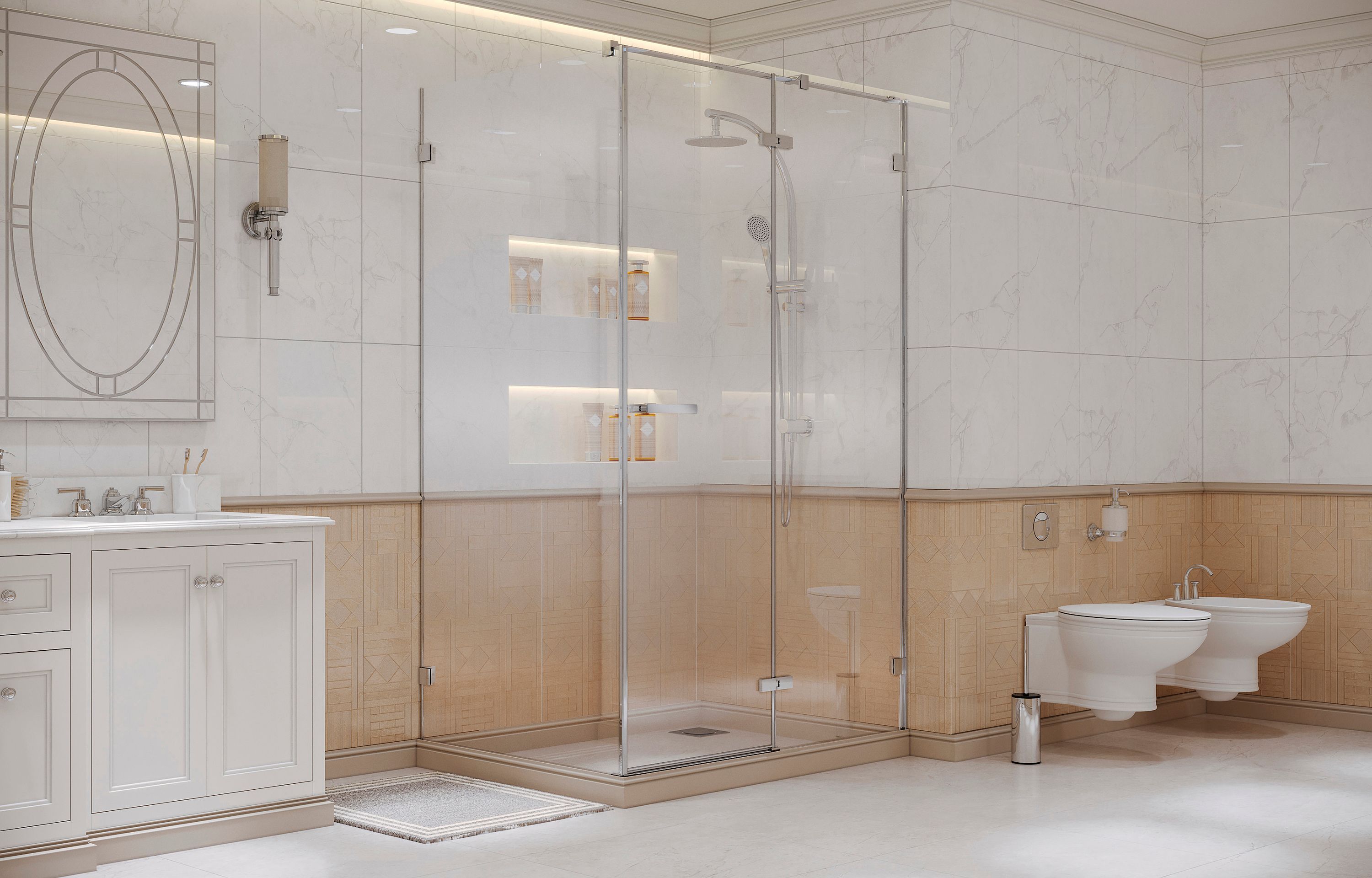 Прямоугольное душевое ограждение Ambassadro Amber 10011104R