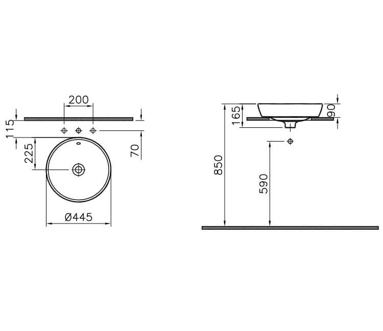 Раковина накладная Vitra Metropole 45x45, 5940B003-0012