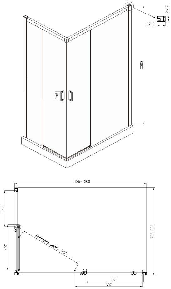 Прямоугольное душевое ограждение Ambassadro Queen 11011106R