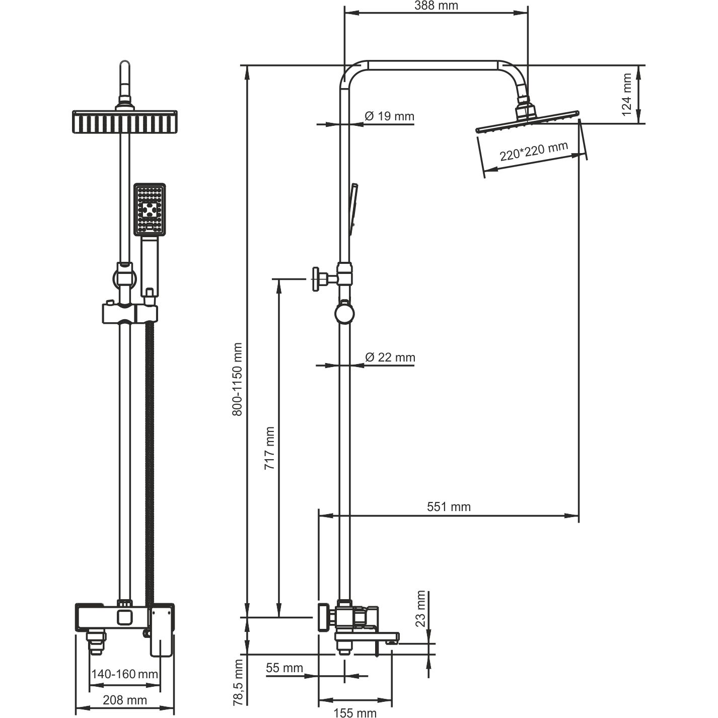 Душевой комплект со смесителем WasserKRAFT, A17701