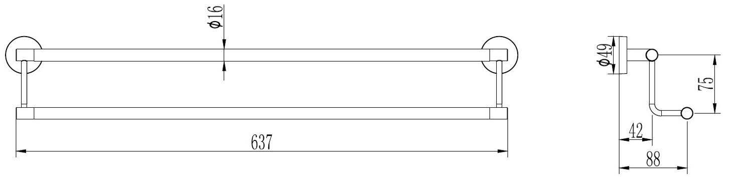 Держатель полотенца двойной 60 см Ledeme L1709