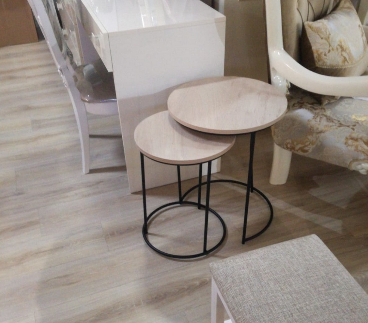 Столик журнальный Sheffilton SHT-CT7 дуб беленый/черный муар, 190222