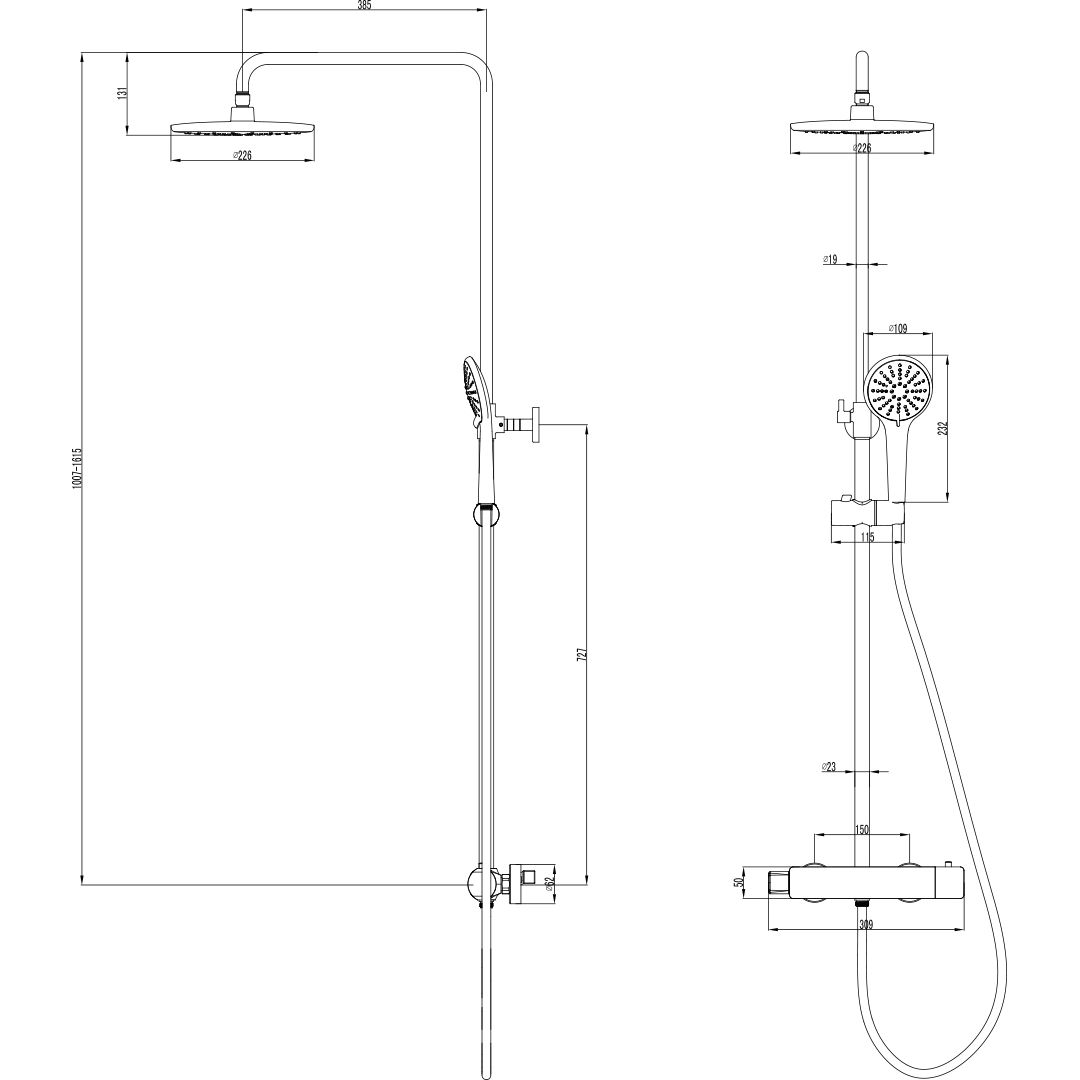 Смеситель для душа термостатический с верхней душевой лейкой 3 функции Lemark Bronx, LM3770BL