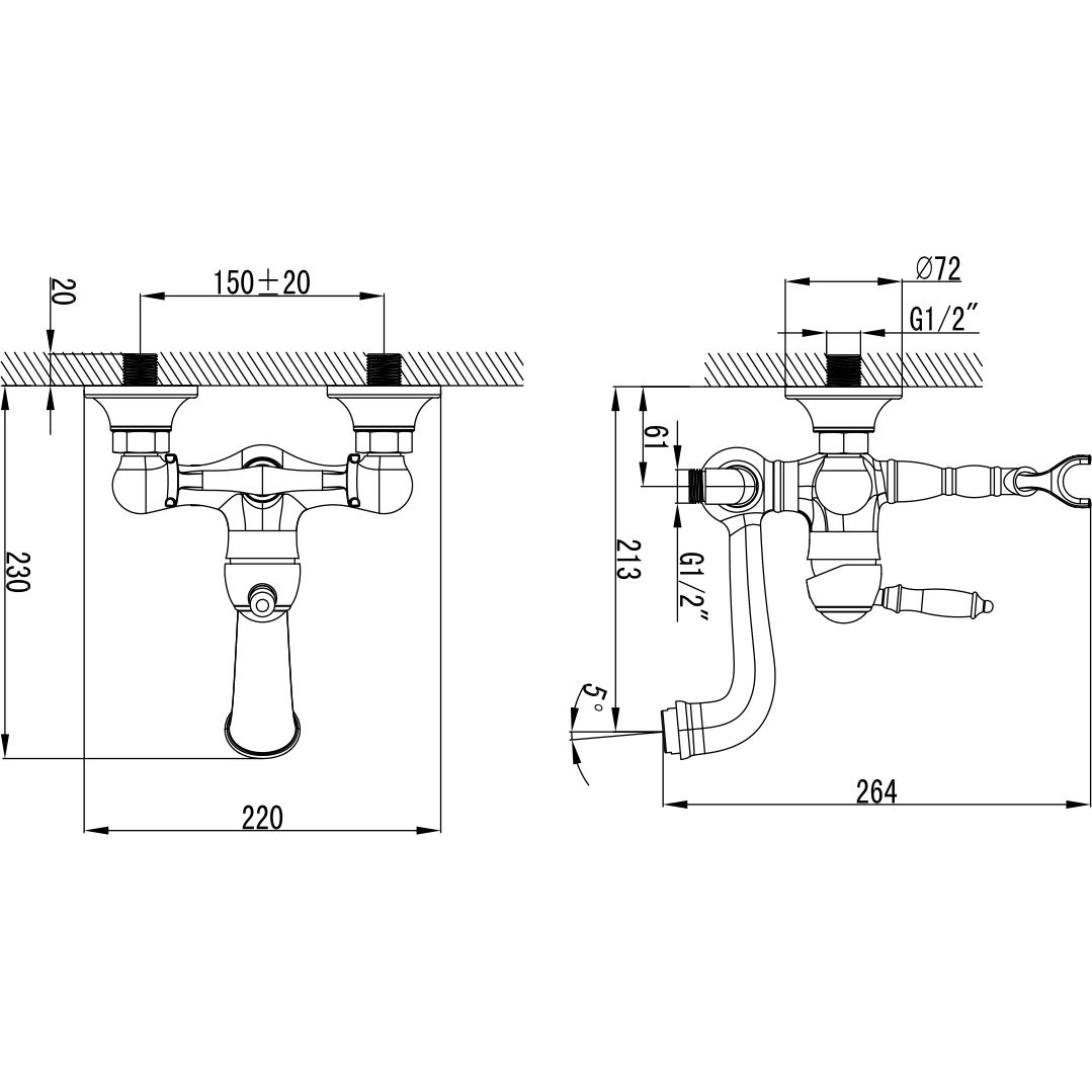 Смеситель для ванны с коротким изливом Lemark Villa, LM4812C