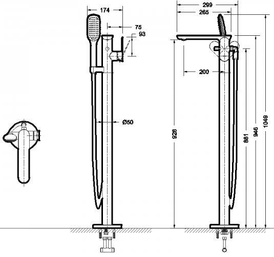 Смеситель для ванны отдельностоящий Bravat Gina F665104C-B3