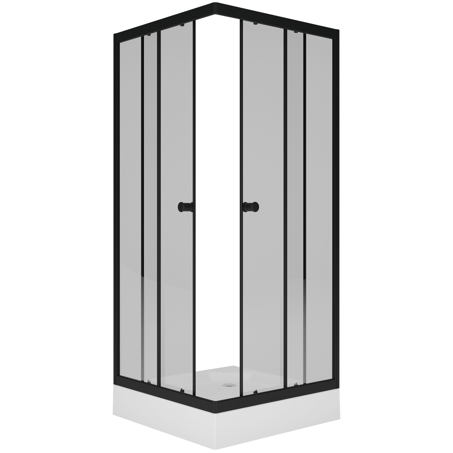 Квадратный душевой уголок Метакам Universal Black (прозрачное стекло)