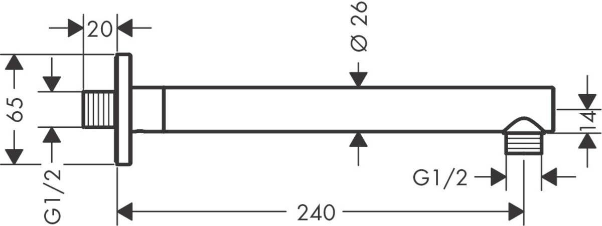 Держатель душа Hansgrohe Vernis Shape 24 см, 26405000