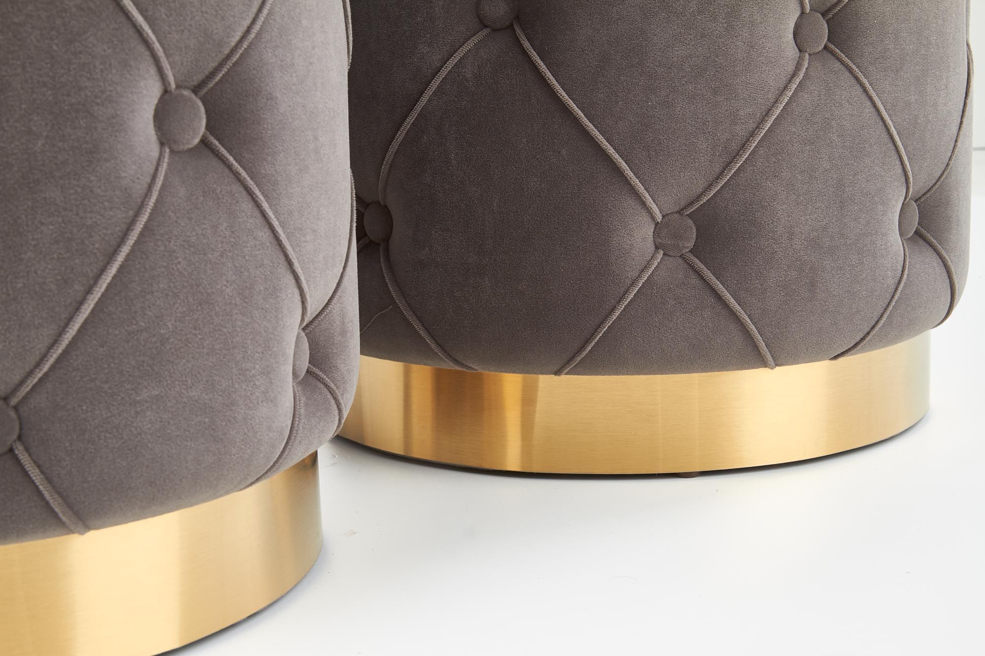 Комплект Halmar Polly (2 пуфа) серый/золотой, V-CH-POLLY-PUFA-POPIEL