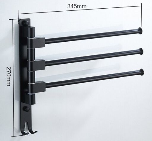Полотенцедержатель поворотный с 3 крючками (черный) Ledeme L5513