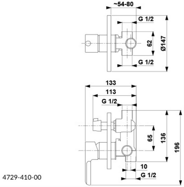 Смеситель скрытого монтажа 2 функции Armatura Angelit, 4729-410-00