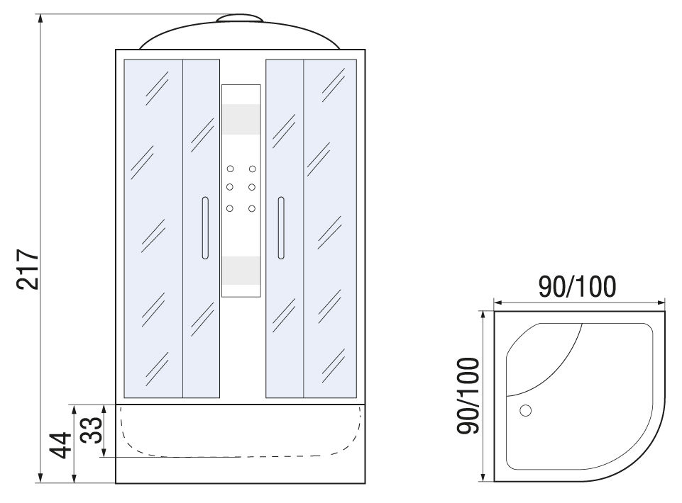 Душевая кабина River TEMZA 90/44 100/44 TH