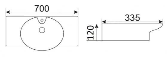 Раковина для ванной Ceramalux 70x33, STR 4280C