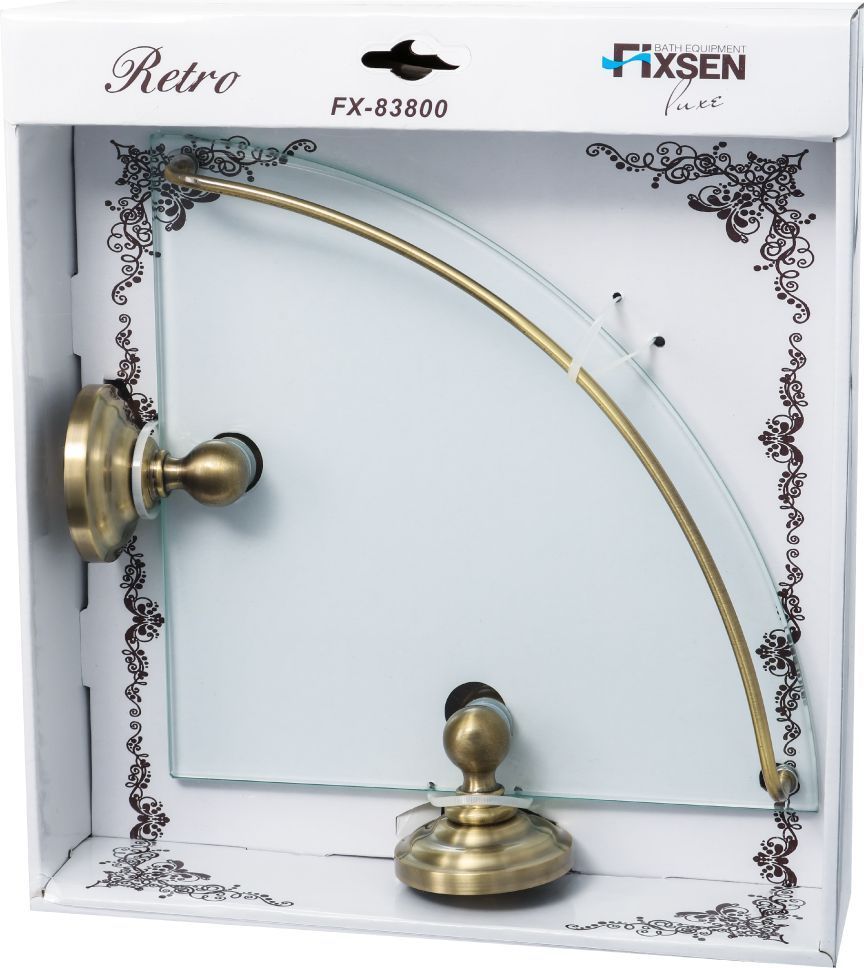 Полка стеклянная угловая Fixsen Retro, FX-83803A