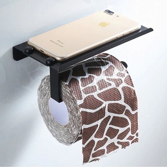 Держатель туалетной бумаги с полкой (черный) Ledeme L5503-4