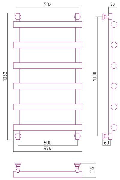 Водяной полотенцесушитель Сунержа Атлант 1000x500