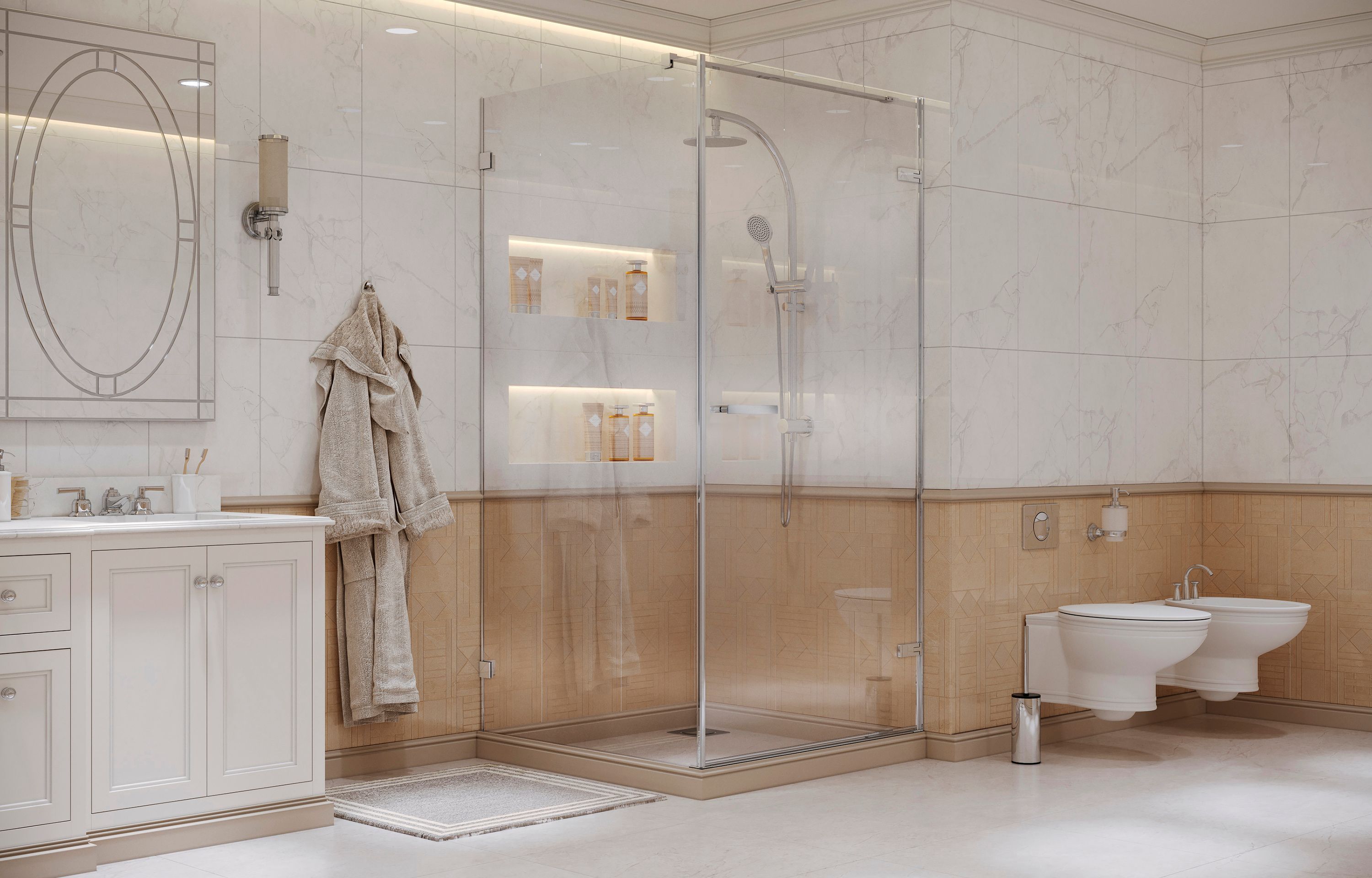 Квадратное душевое ограждение Ambassadro Amber 10011102R