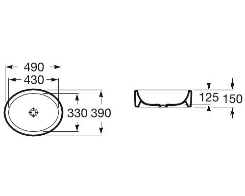 Умывальник накладной Roca Fuego 49x39, A32722E000