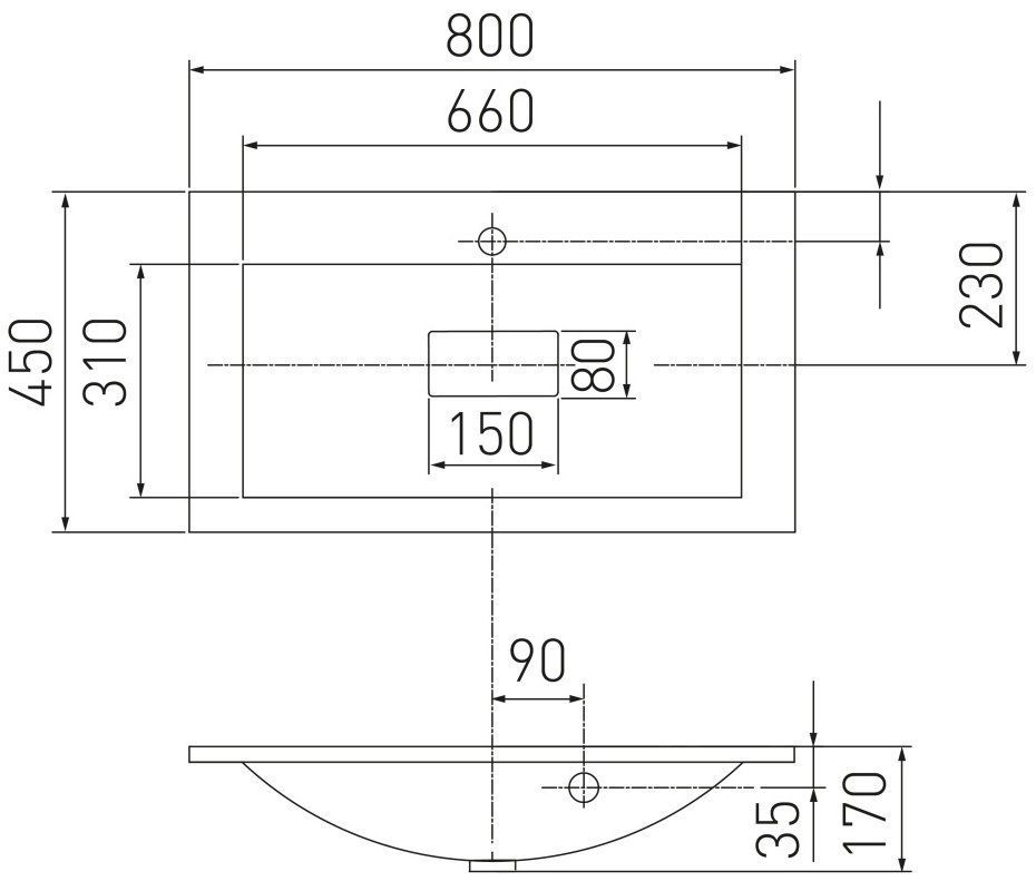Раковина Акватон Премьер М 80, 1A70493KPR010