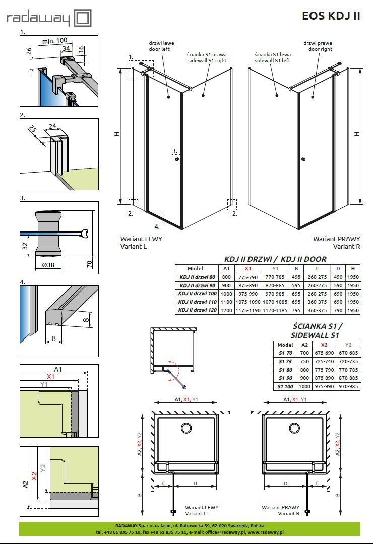 Душевая кабина Radaway Eos II KDJ