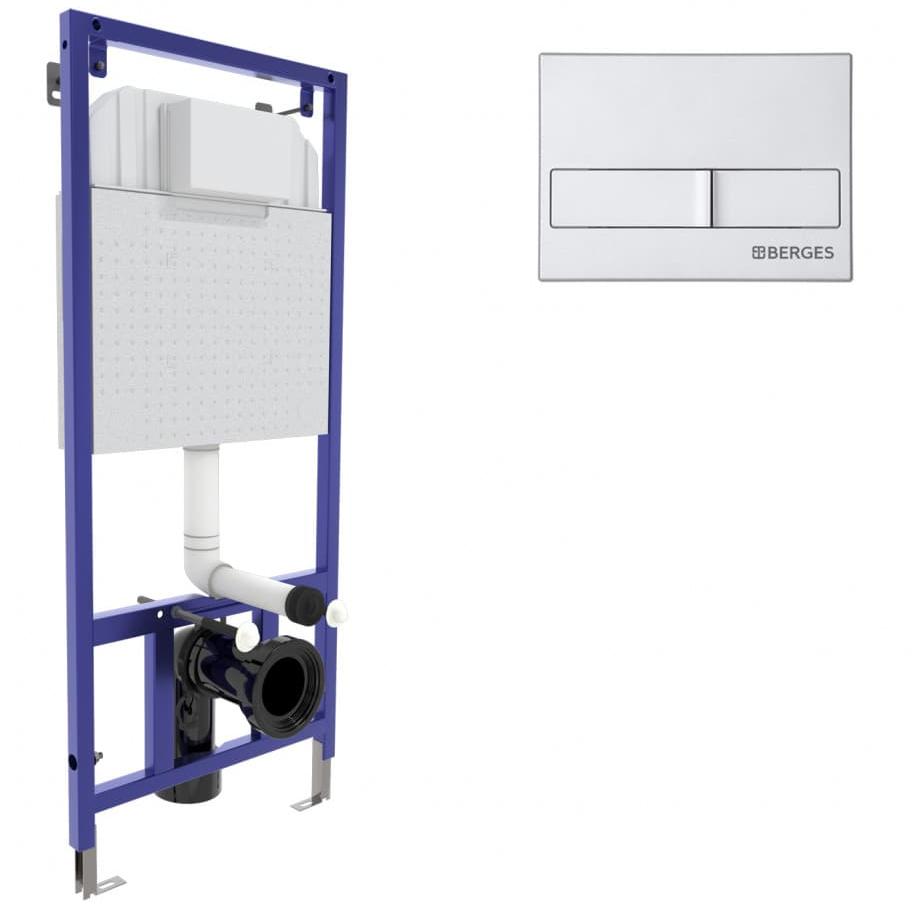 Инсталляция для скрытого монтажа Berges Novum L2 с кнопкой матовый хром, 040212