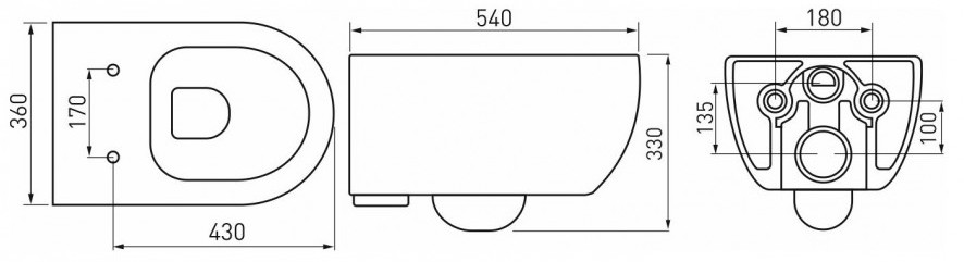 Комплект Berges Novum, кнопка D3 хром глянец, унитаз Ego XL Rimless, сиденье Toma Slim, 043201