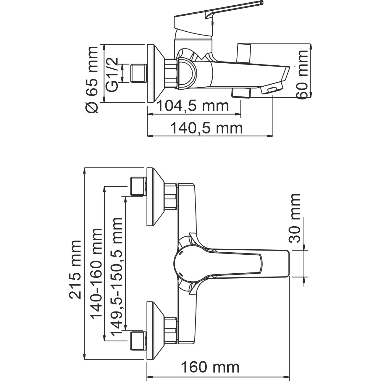 Смеситель для ванны с коротким изливом WasserKRAFT Rhin, 4401