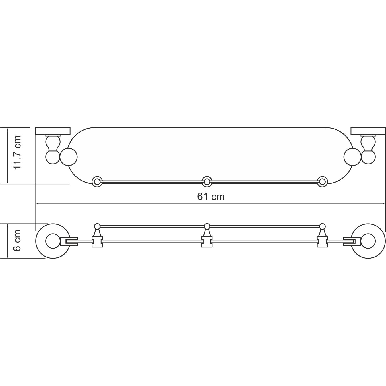 Полка стеклянная с бортиком WasserKRAFT Aland, K-8544