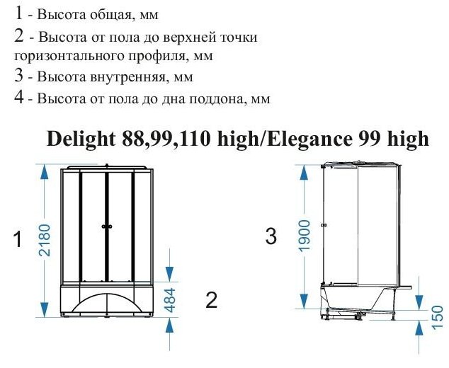 Душевая кабина Domani-Spa Delight 88/99/110 high