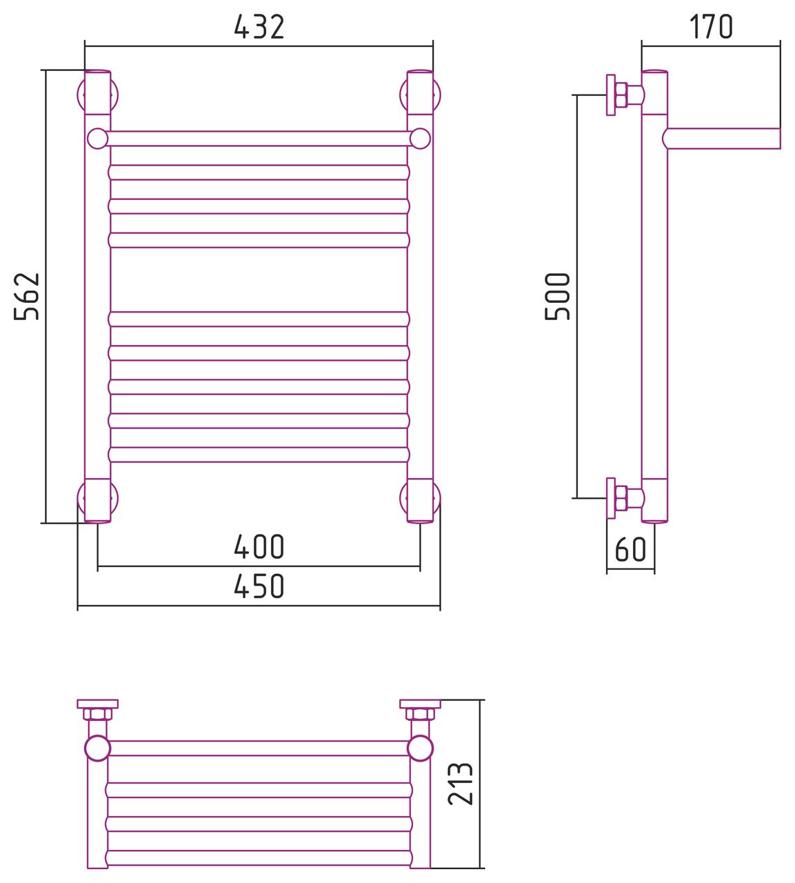 Водяной полотенцесушитель Сунержа Богема с полкой+ 500x400