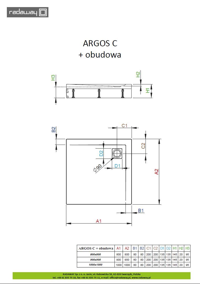 Душевой поддон Radaway Argos C с ножками