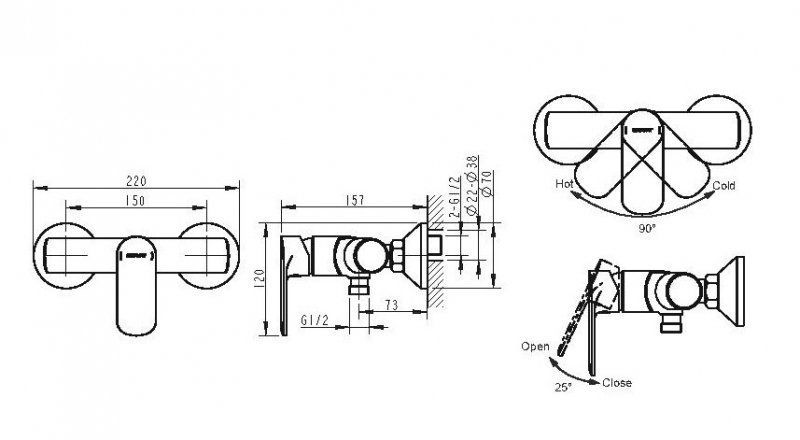 Смеситель для душа Bravat Louise F9191183CP-01