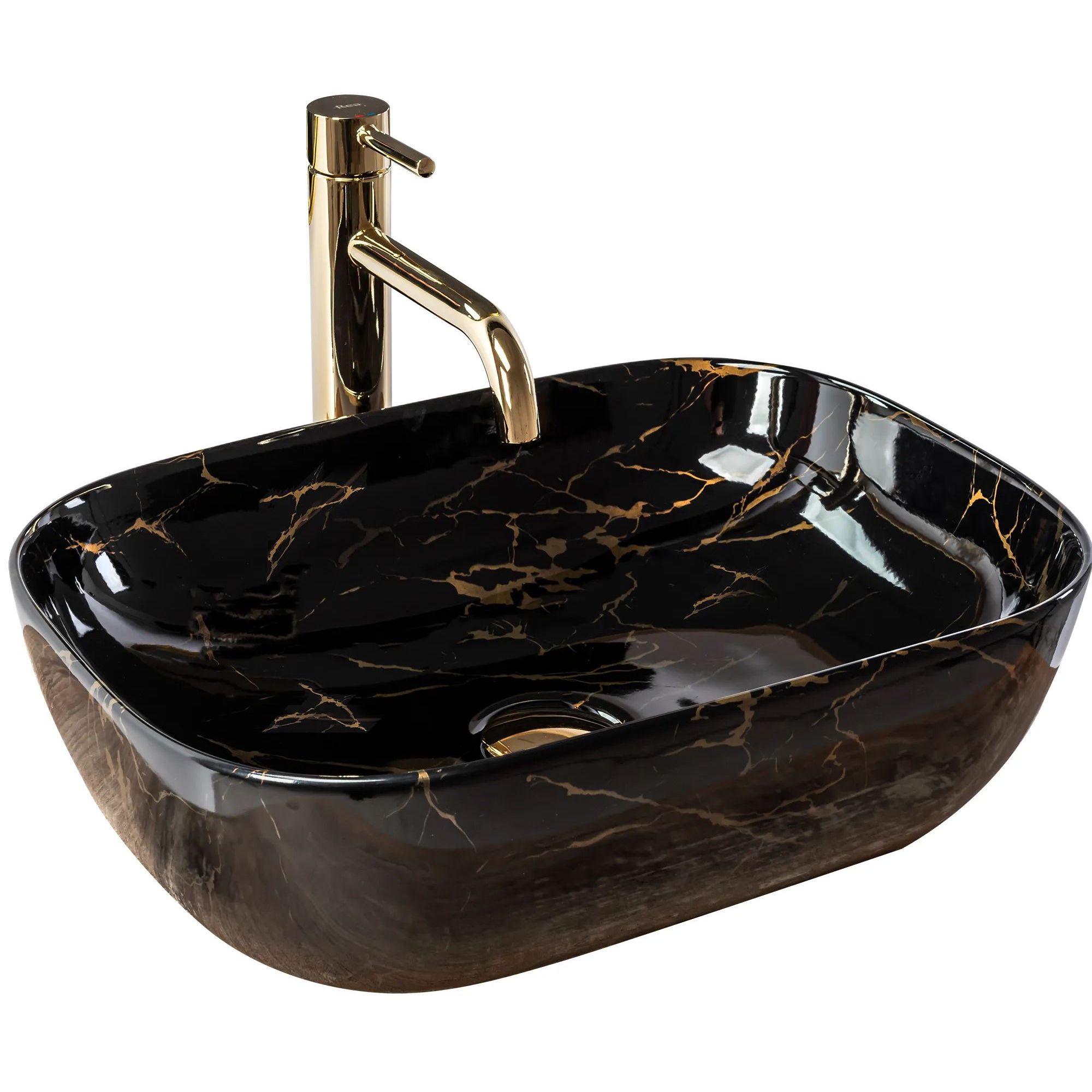 Умывальник Rea Belinda Black Marble Shiny 46.5x33, REA-U8907