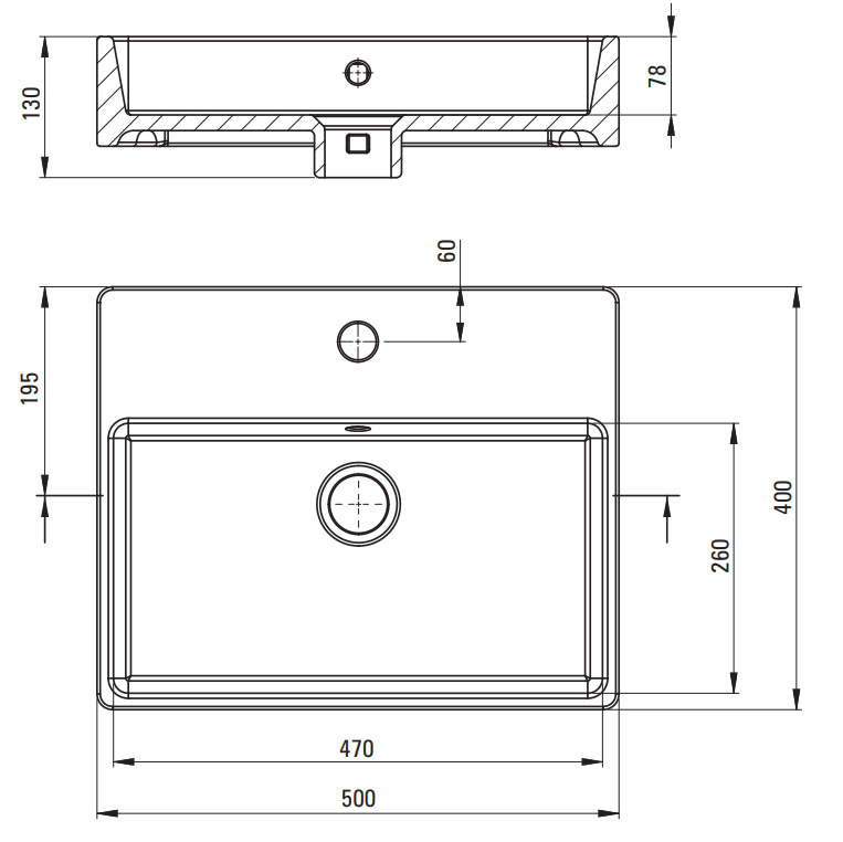 Умывальник накладной Deante Temisto 50x40, CDT_6U4S