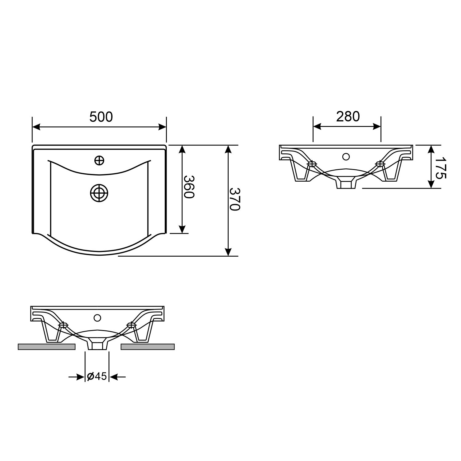 Настенная или мебельная раковина Wellsee Bisou 50x37, 151202000