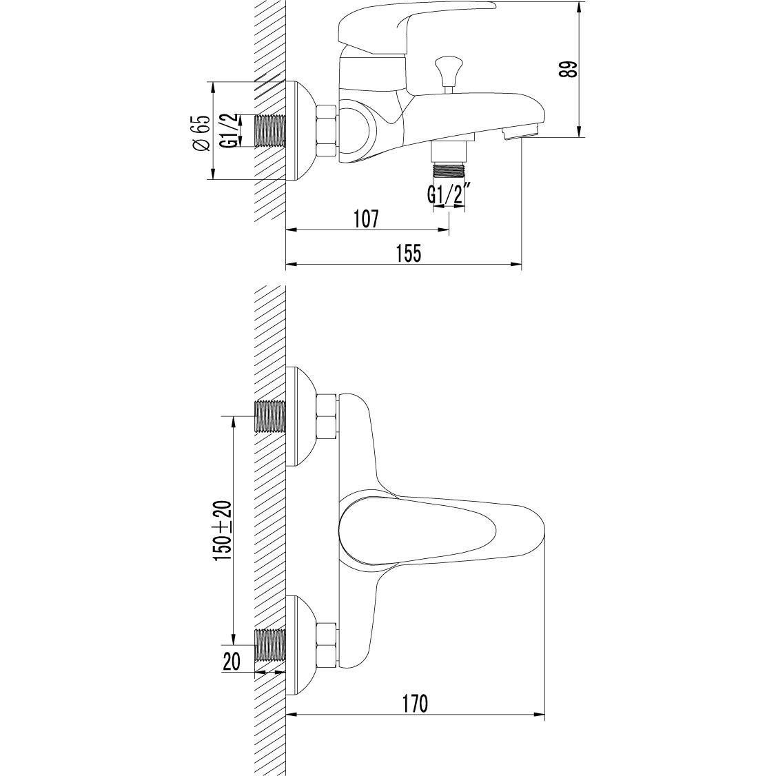 Смеситель для ванны с коротким изливом с аксессуарами Lemark Pramen, LM3302C