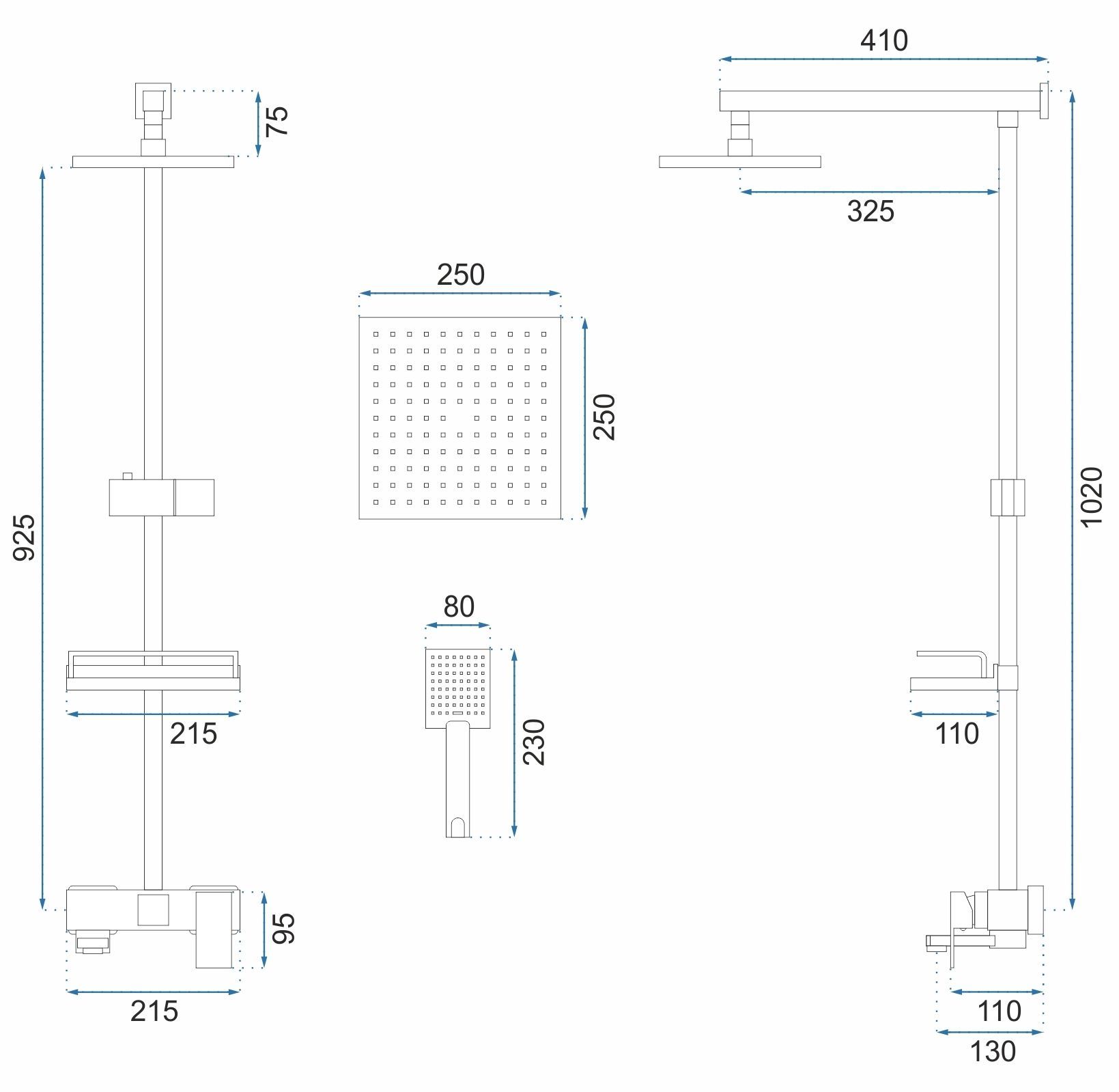 Душевая система Rea Jack Gold, REA-P7008