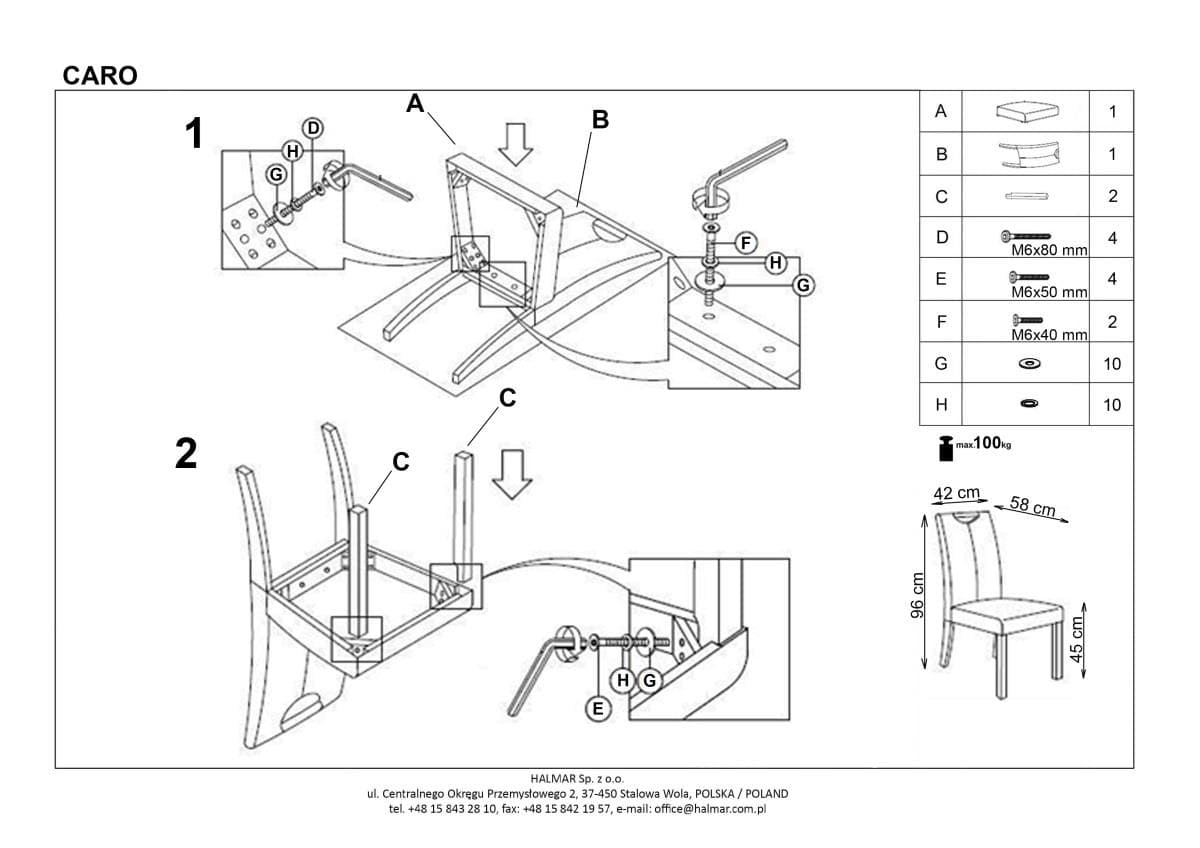 Стул кухонный Halmar Caro кремовый, V-CH-CARO-KR-KREMOWY