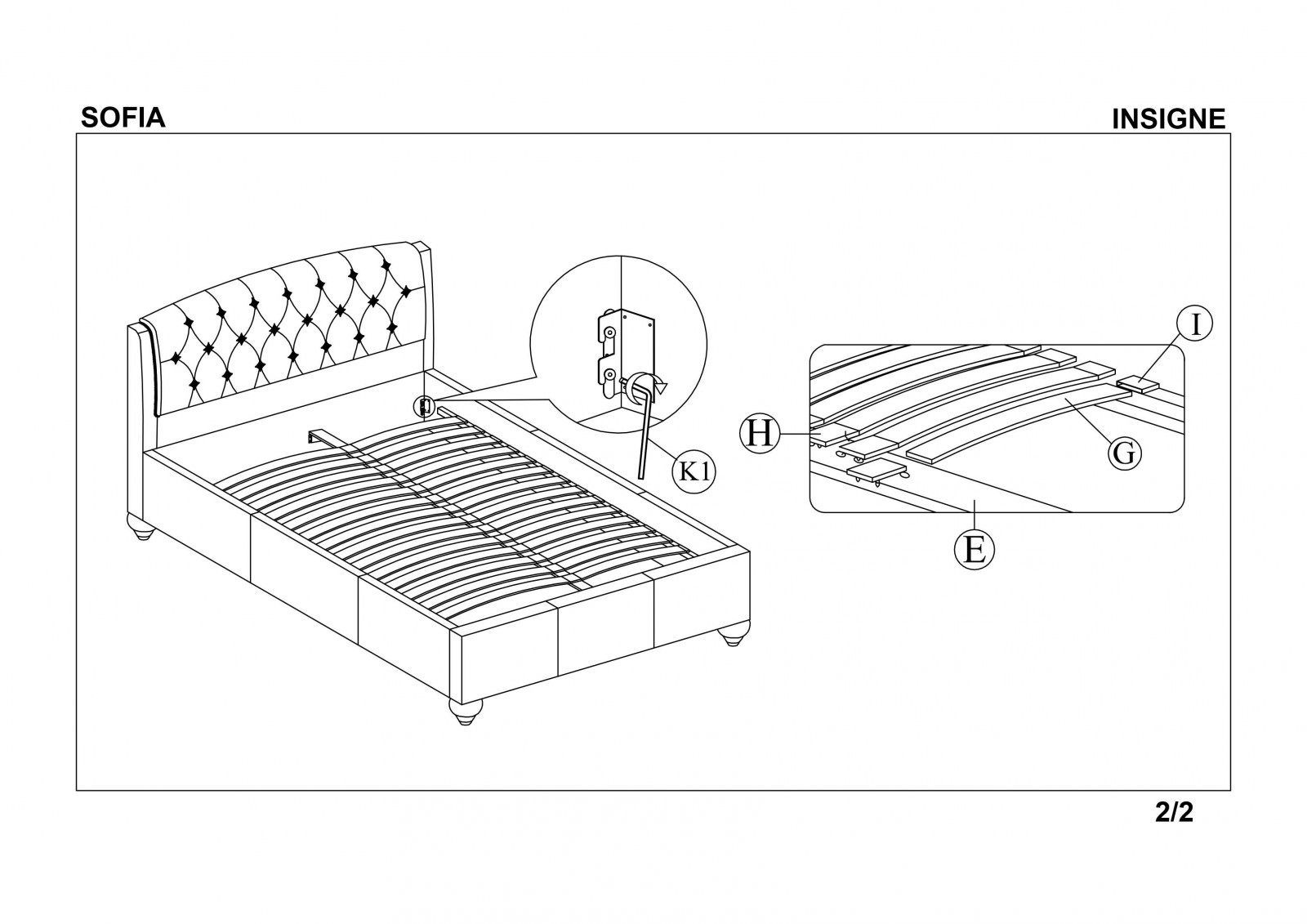 Кровать Halmar Sofia белый 160/200, V-CH-SOFIA-LOZ