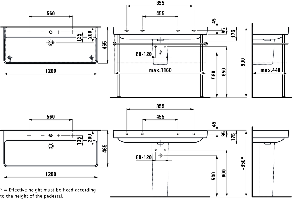 Раковина-столешница Laufen Pro 120x46, 8.1496.5.000.107.1
